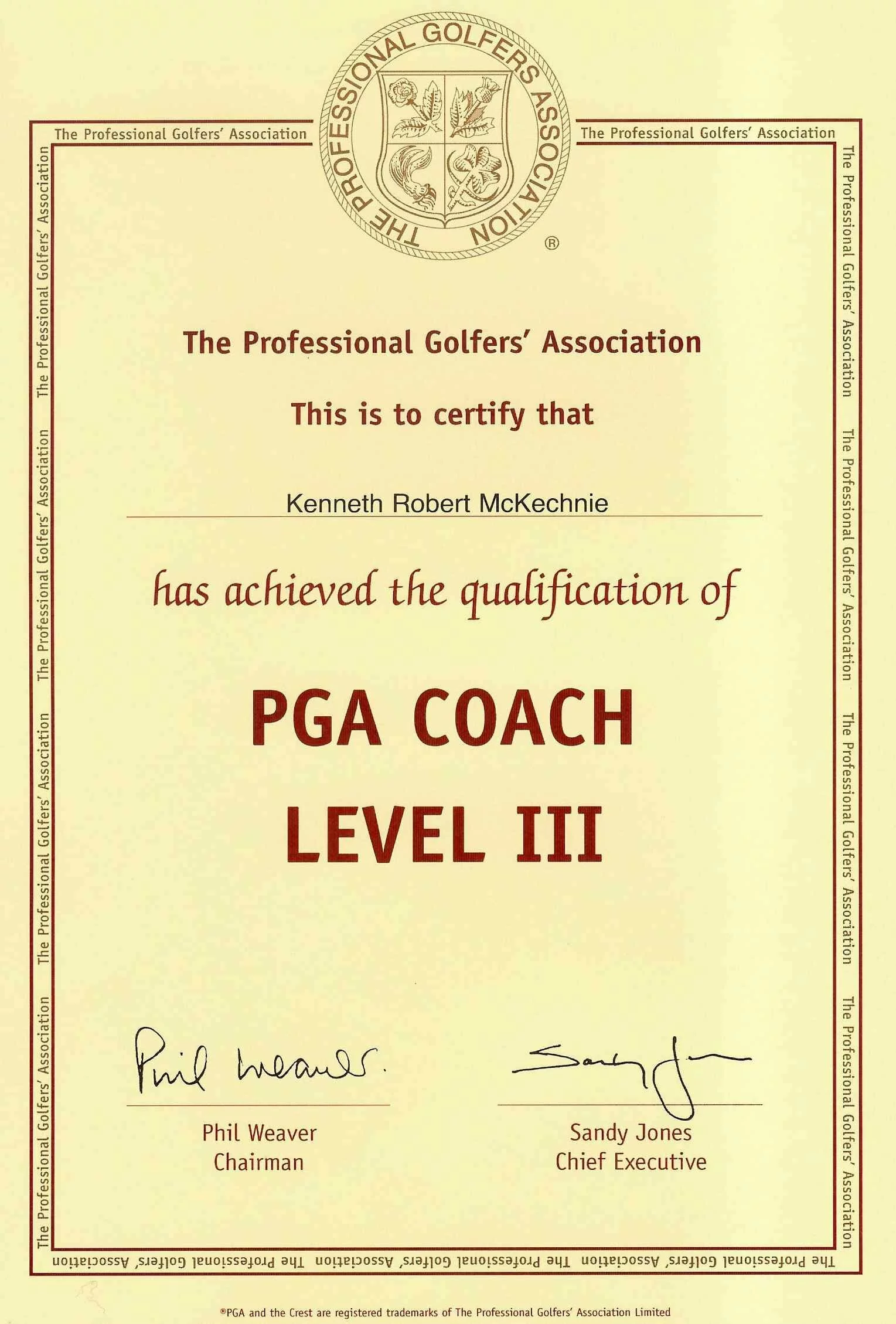 PGA Coach Level III